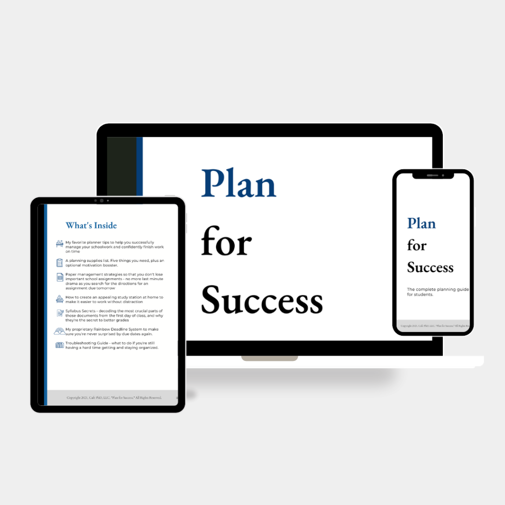 Digital mockup of Plan for Success on a laptop, iPad, and phone