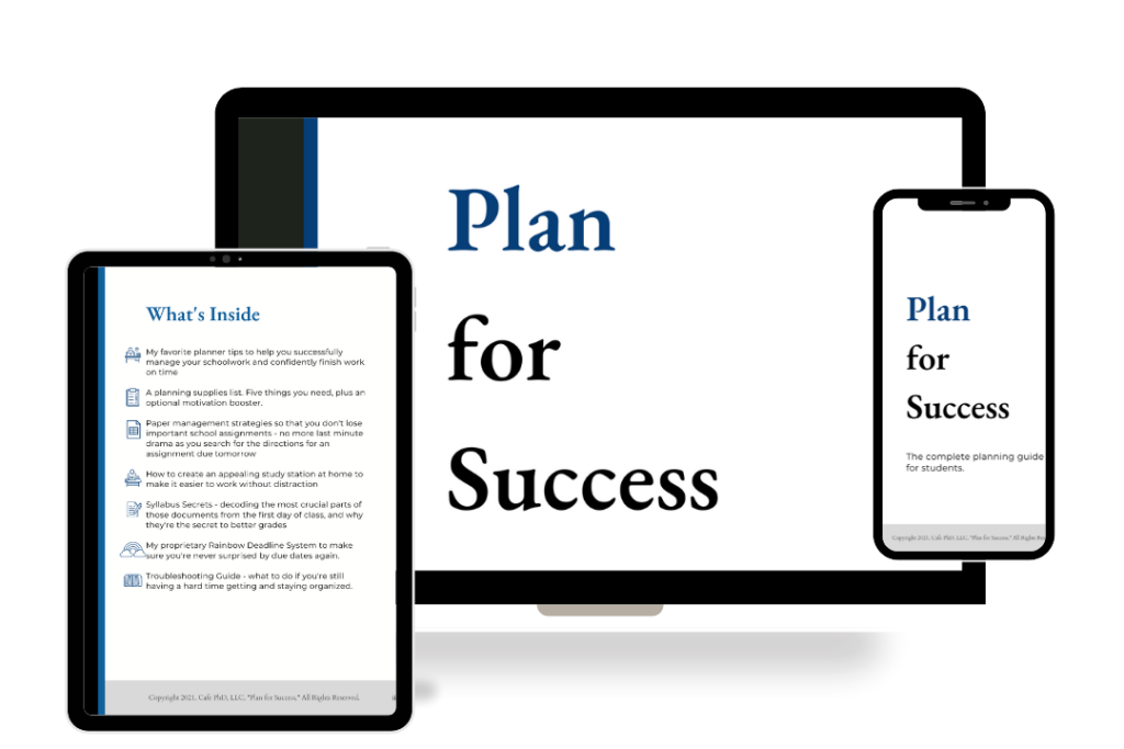 digital mockup of Plan for Success on a laptop, iPad, and phone.