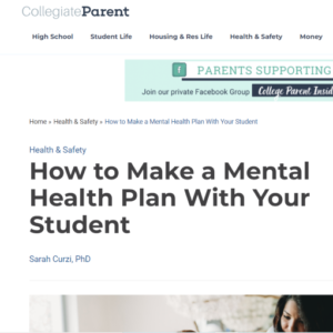 Article screenshot: How to Make a Mental Health Plan With Your Student